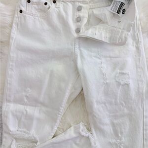Women's White Distressed Jeans